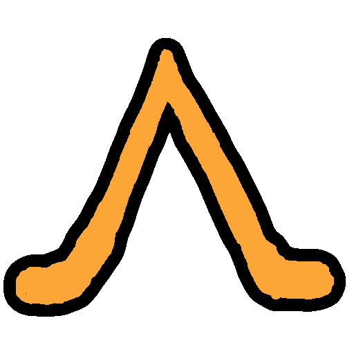 the sitelen pona glyph for the toki pona word 'awen,' which looks like a greek letter aleph, colored in orange.